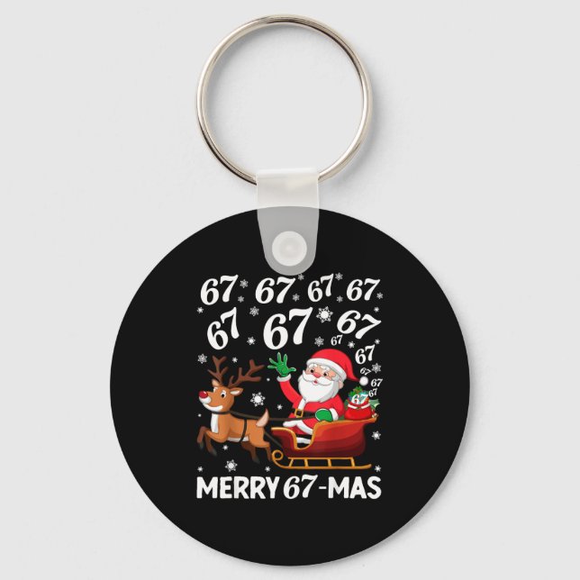 Merry 67-mas Funny Christmas Six Seven Holiday Hum Key Ring (Front)