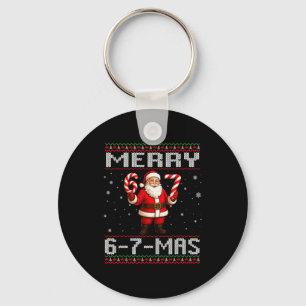 Merry 6-7-mas Funny Ugly Christmas Santa Candy Can Key Ring