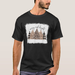 Merry a Bright Leopard Christmas Tree Christmas Co T-Shirt