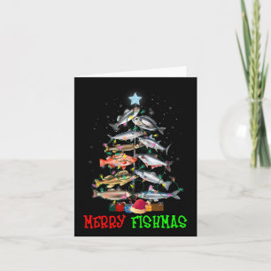 Merry A Fishmas Funny Christmas Tree Lights Fish F Card