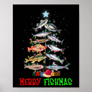 Merry A Fishmas Funny Christmas Tree Lights Fish F Poster