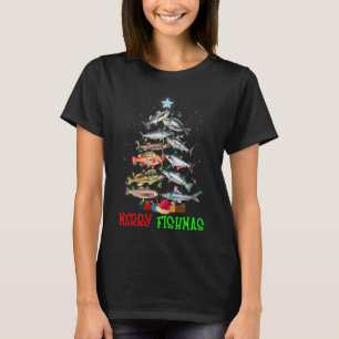 Merry A Fishmas Funny Christmas Tree Lights Fish F T-Shirt