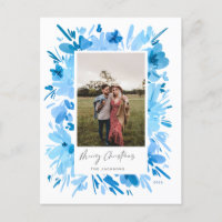 Merry abstract blue floral Christmas design