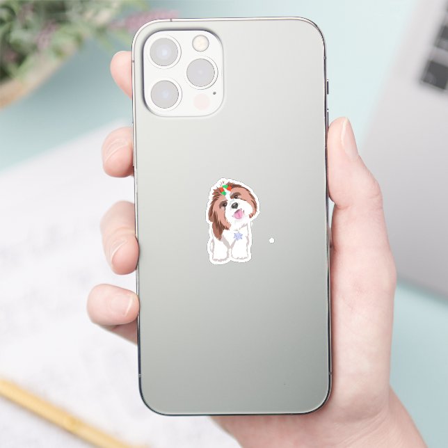 Merry & Adorable Shih Tzu With Snowflake Dog  (Phone)