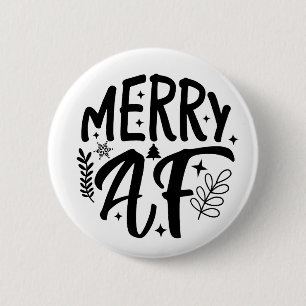 Merry Af Funny Christmas Snowflake Xmas  6 Cm Round Badge