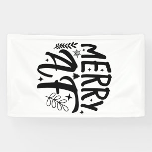 Merry Af Funny Christmas Snowflake Xmas Banner