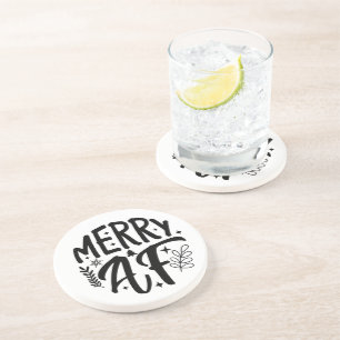 Merry Af Funny Christmas Snowflake Xmas Coaster