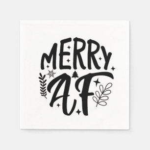Merry Af Funny Christmas Snowflake Xmas  Napkin