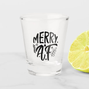 Merry Af Funny Christmas Snowflake Xmas Shot Glass
