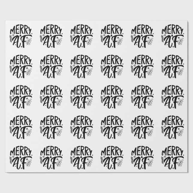 Merry Af Funny Christmas Snowflake Xmas  Wrapping Paper (Flat)