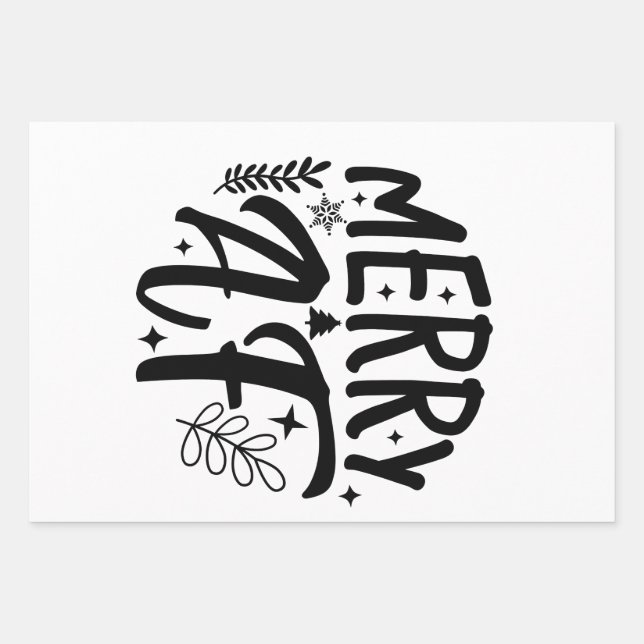 Merry Af Funny Christmas Snowflake Xmas  Wrapping Paper Sheet (Front)