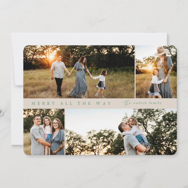 Merry All the Way 4-photo Christmas Card (Front)