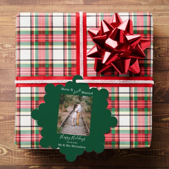 Merry & Almost Married Minimalist Tree Decoration Card (Insitu (Gift))