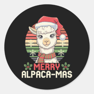 Merry Alpaca Mas Funny Alpaca Christmas 2024  Classic Round Sticker