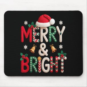 Merry & Bright Christmas Santa Hat Crochet Kni Mouse Mat