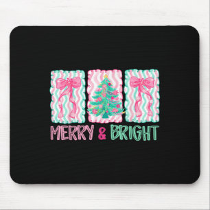 Merry & Bright Coquette Preppy Bow Xmas Tree W Mouse Mat