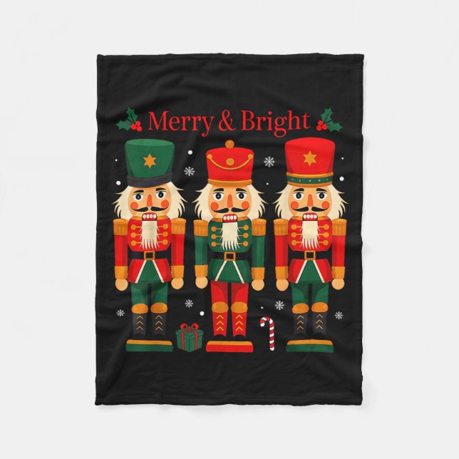 Merry &amp; Bright Nutcracker Christmas Ballet Dan Fleece Blanket (Front)