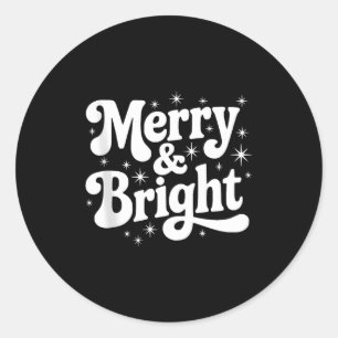 Merry &amp; Bright Retro Christmas Groovy Holiday  Classic Round Sticker