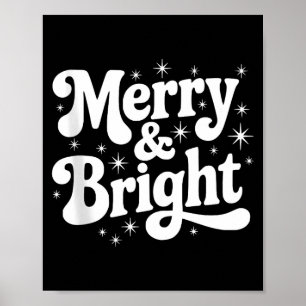 Merry &amp; Bright Retro Christmas Groovy Holiday  Poster
