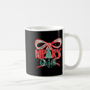 Merry & Bright Tree Coquette Bow Retro Holiday Coffee Mug
