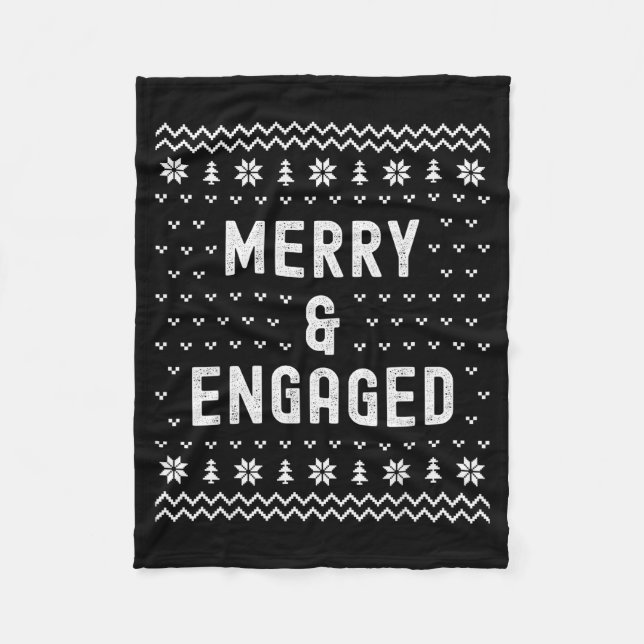 Merry &amp; Engaged Christmas Matching Pajama Coup Fleece Blanket (Front)