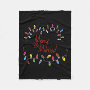 Merry & Married First Christmas Matching Coupl Fleece Blanket