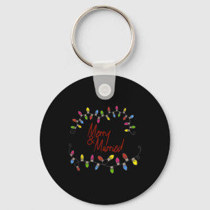 Merry & Married First Christmas Matching Coupl Key Ring