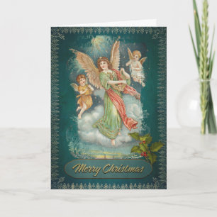 Merry and blessed Christmas antique Holiday Card