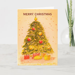 Merry and blessed Christmas watercolor Christmas Holiday Card