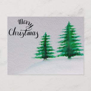Merry and blessed Christmas watercolor Christmas Holiday Postcard