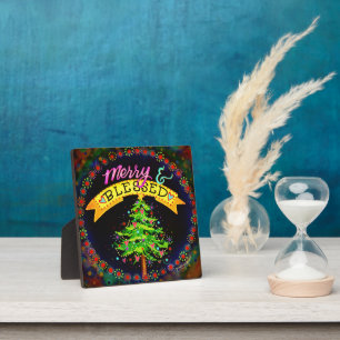 Merry and Blessed Festive Christmas Tree Plaque