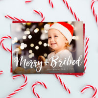 Merry and bribed funny Christmas photo red