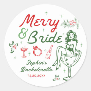 Merry And Bride Christmas Bachelorette Stickers