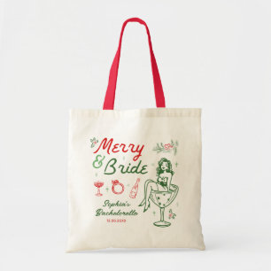 Merry And Bride Christmas Bachelorette Tote Bag