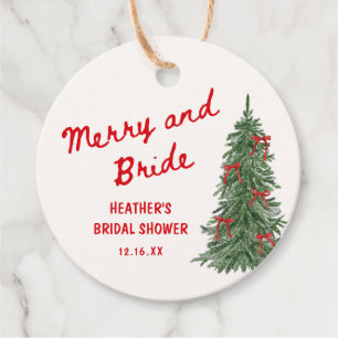Merry and Bride Whimsical Holiday Bridal Shower Favour Tags