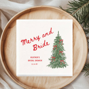 Merry and Bride Whimsical Holiday Bridal Shower Napkin