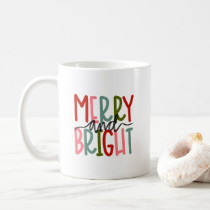 Merry and Bright 11 ounce white Holiday Coffee Mug