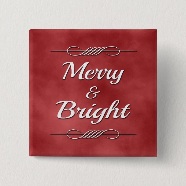 Merry and Bright 15 Cm Square Badge (Front)