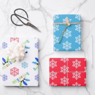 Merry and Bright 2 Snowflake Christmas  Wrapping Paper Sheet