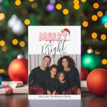 Merry and Bright 3 Family Photo Retro Christmas