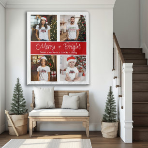 Merry and Bright 4 Photo Christmas Family Tapestry