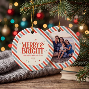 Merry and Bright Airmail Photo Ceramic Tree Decoration