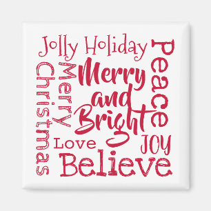Merry and Bright and Other Merry Christmas Sayings Magnet