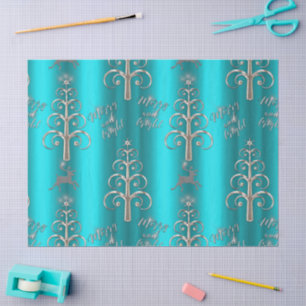 Merry and Bright Aqua Christmas  Tissue Paper