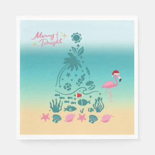 Merry And Bright Beach Christmas Napkin