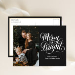 Merry and Bright Black Calligraphy Modern Photo Holiday Postcard<br><div class="desc">Merry and Bright Black Calligraphy Modern Photo Holiday Postcard. Send Holiday Greetings to your loved ones with this festive and Modern Holiday Card. All the texts are pre-arranged for you to personalise easily and quickly with your own details. Happy Holidays!</div>