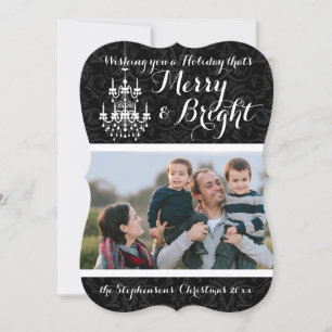 Merry and Bright Black Chandelier Holiday Card