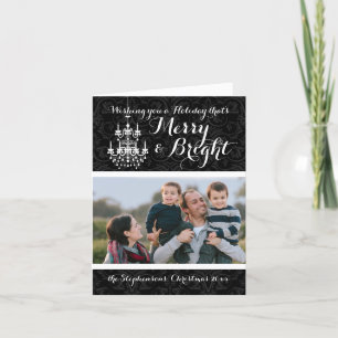 Merry and Bright Black Chandelier Holiday Card