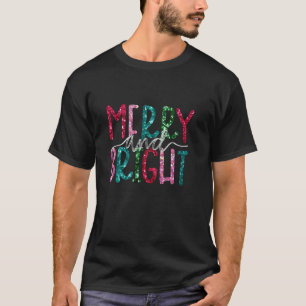 Merry and Bright Bling Christmas Women Girls Cute  T-Shirt