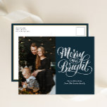 Merry and Bright Blue Calligraphy Modern Photo Holiday Postcard<br><div class="desc">Merry and Bright Blue Calligraphy Modern Photo Holiday Postcard. Send Holiday Greetings to your loved ones with this festive and Modern Holiday Card. All the texts are pre-arranged for you to personalise easily and quickly with your own details. Happy Holidays!</div>